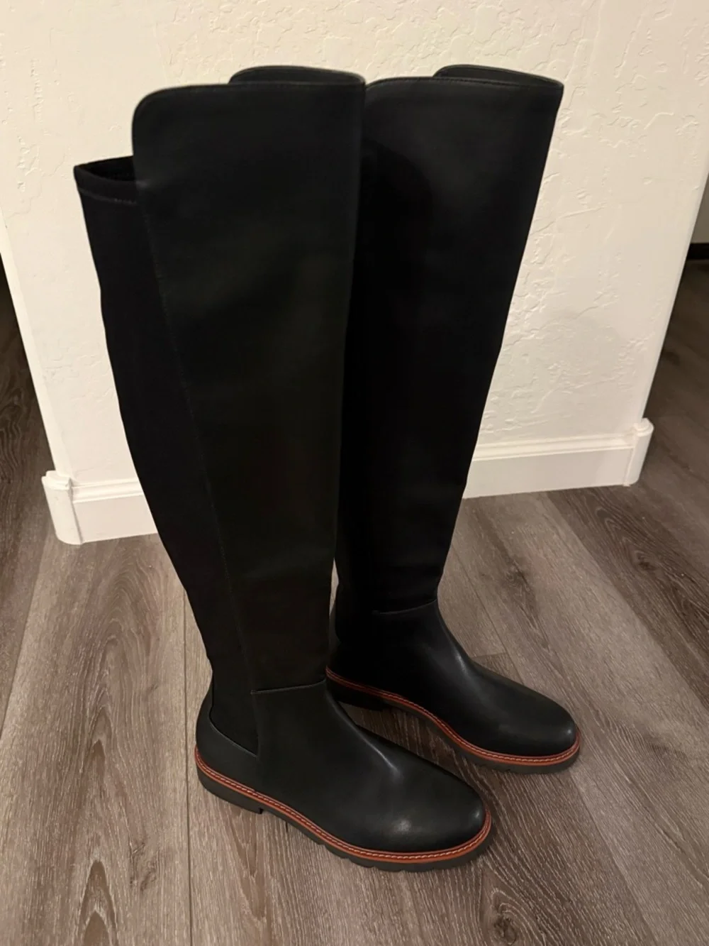 Stuart Weitzman Black Leather Adrina City Boot Over The Knee Boots Size 9 / 39.5